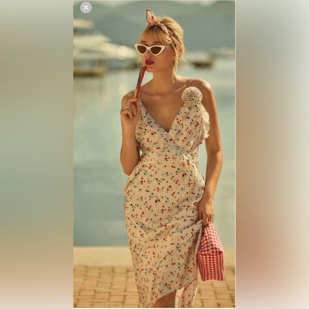 NWT Anthropologie Bardot Olea Sleeveless Ruffle Midi Dress